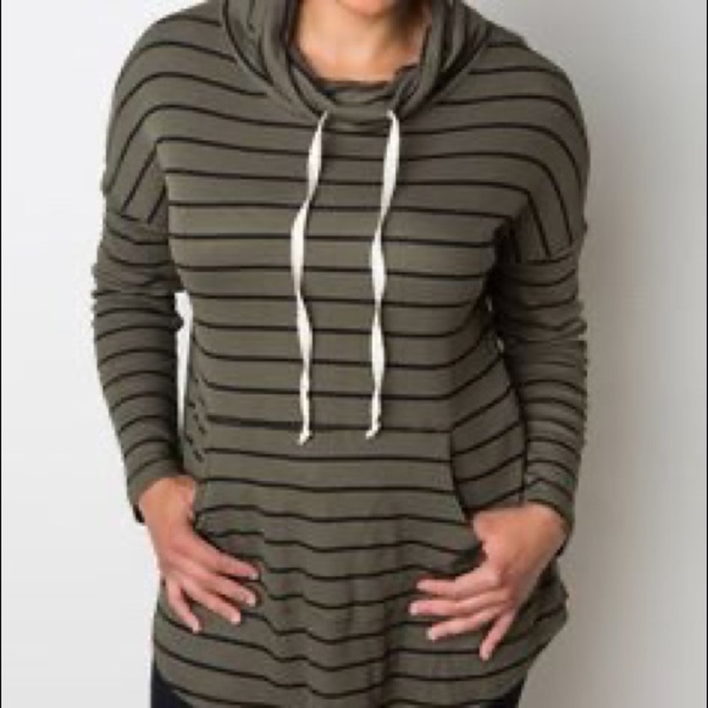 Lightweight olive green stripe hoodie